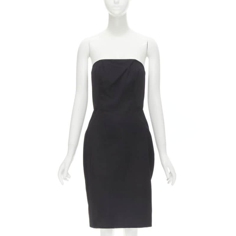 Alexander Wang Corset Pleat Dress Black Wool Never worn - Front View