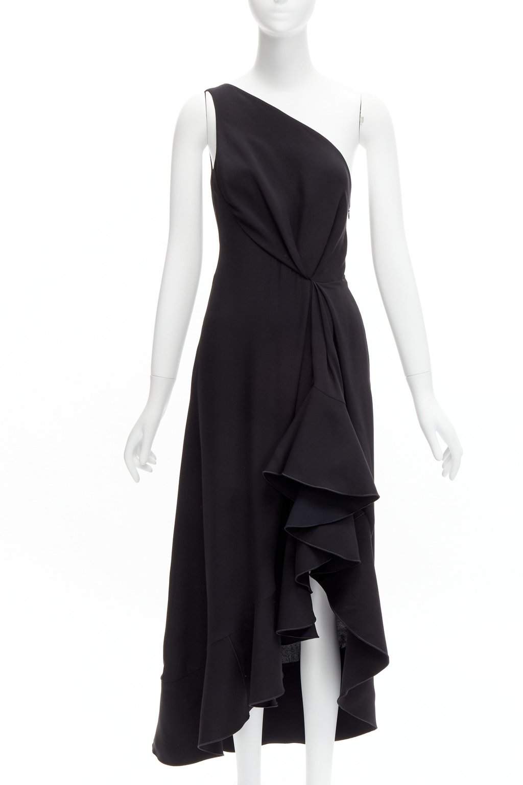 Dion Lee Drape Ruffle Dress Black Silk Never worn - Front View