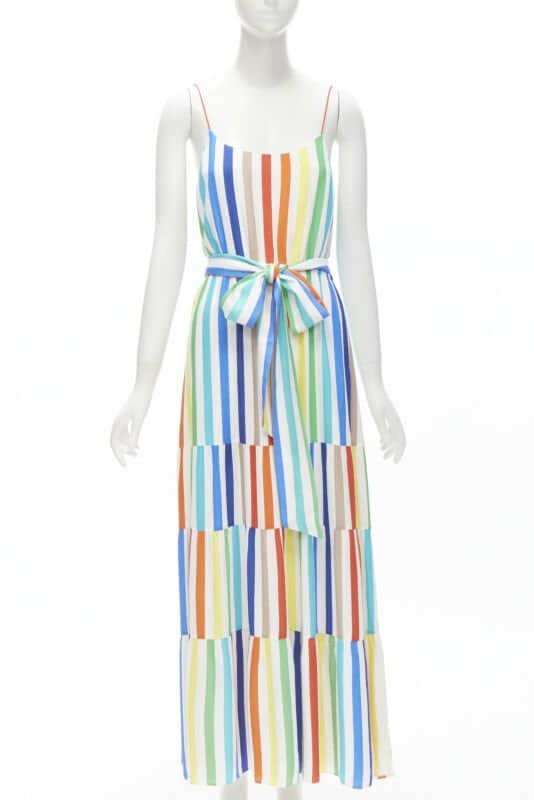 Alice & Olivia Striped Belted Dress MultiColor Viscose Never worn - Front View