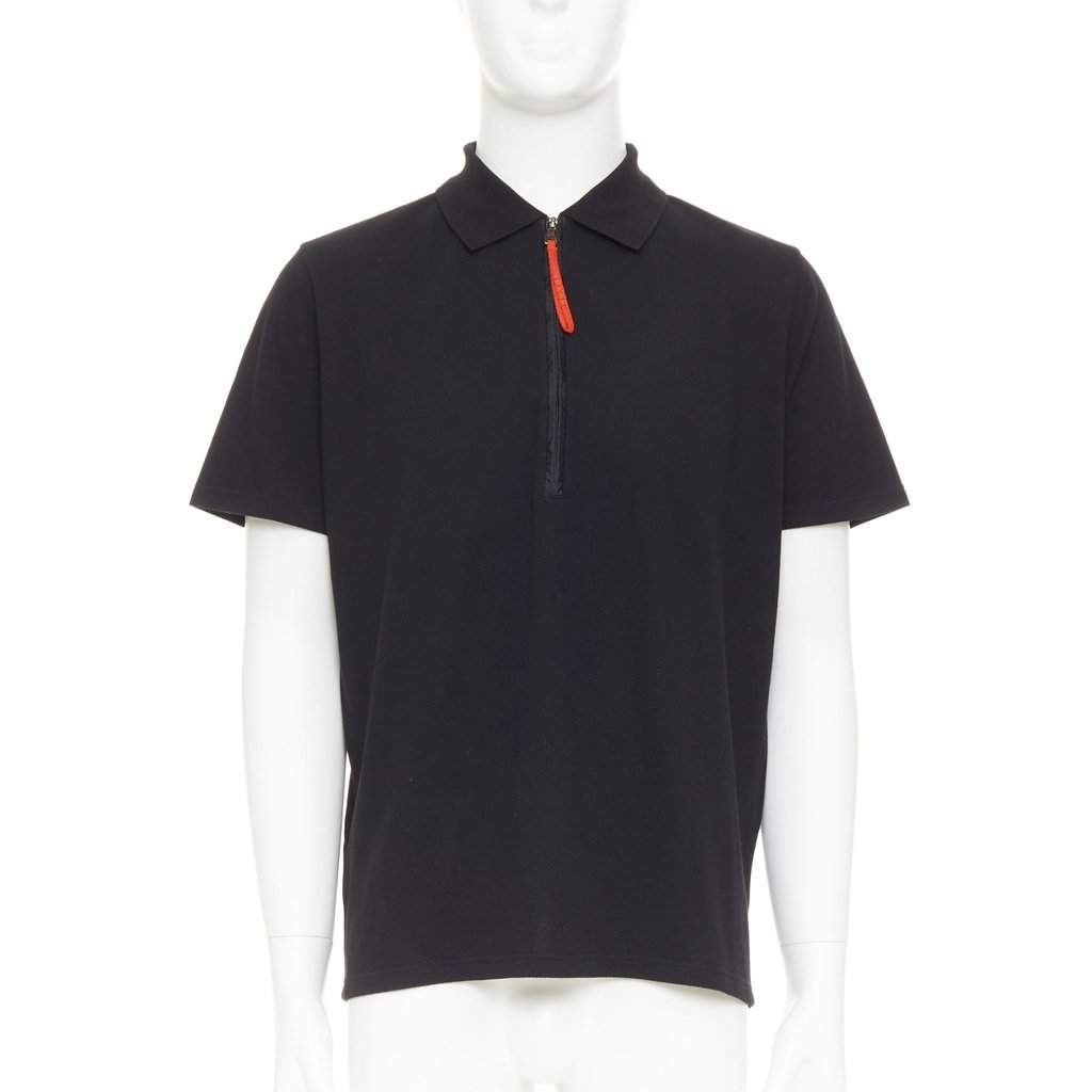 Prada Black Cotton Polo Shirt Black Cotton Very good condition - Front View