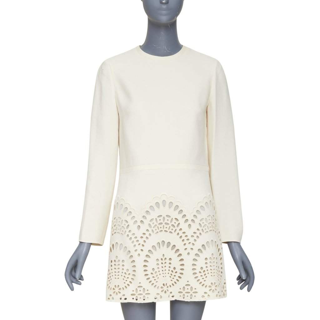 Valentino Ecru Wool Dress Beige Wool Very good condition - Front View