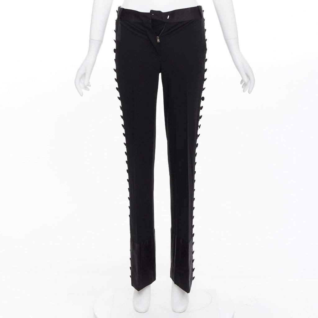 Chloé Pleat Trim Trousers Black Viscose Good condition - Front View