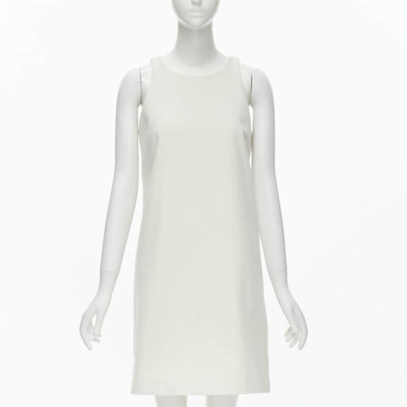 Unsigned Minimal Work Dress White Cashmere Never worn - Front View
