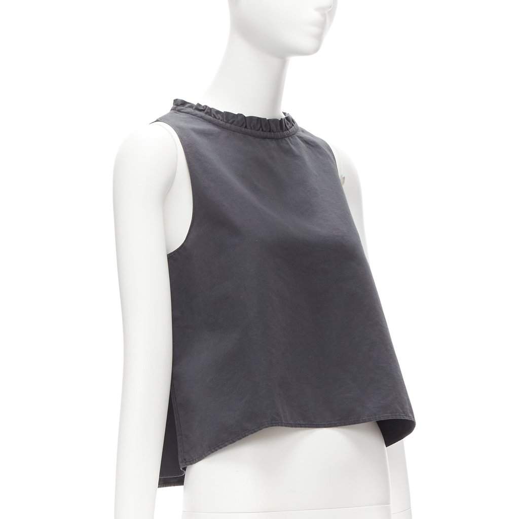 Atlantique Ascoli Ruffle Dipped Top Grey Cotton Good condition - Front View