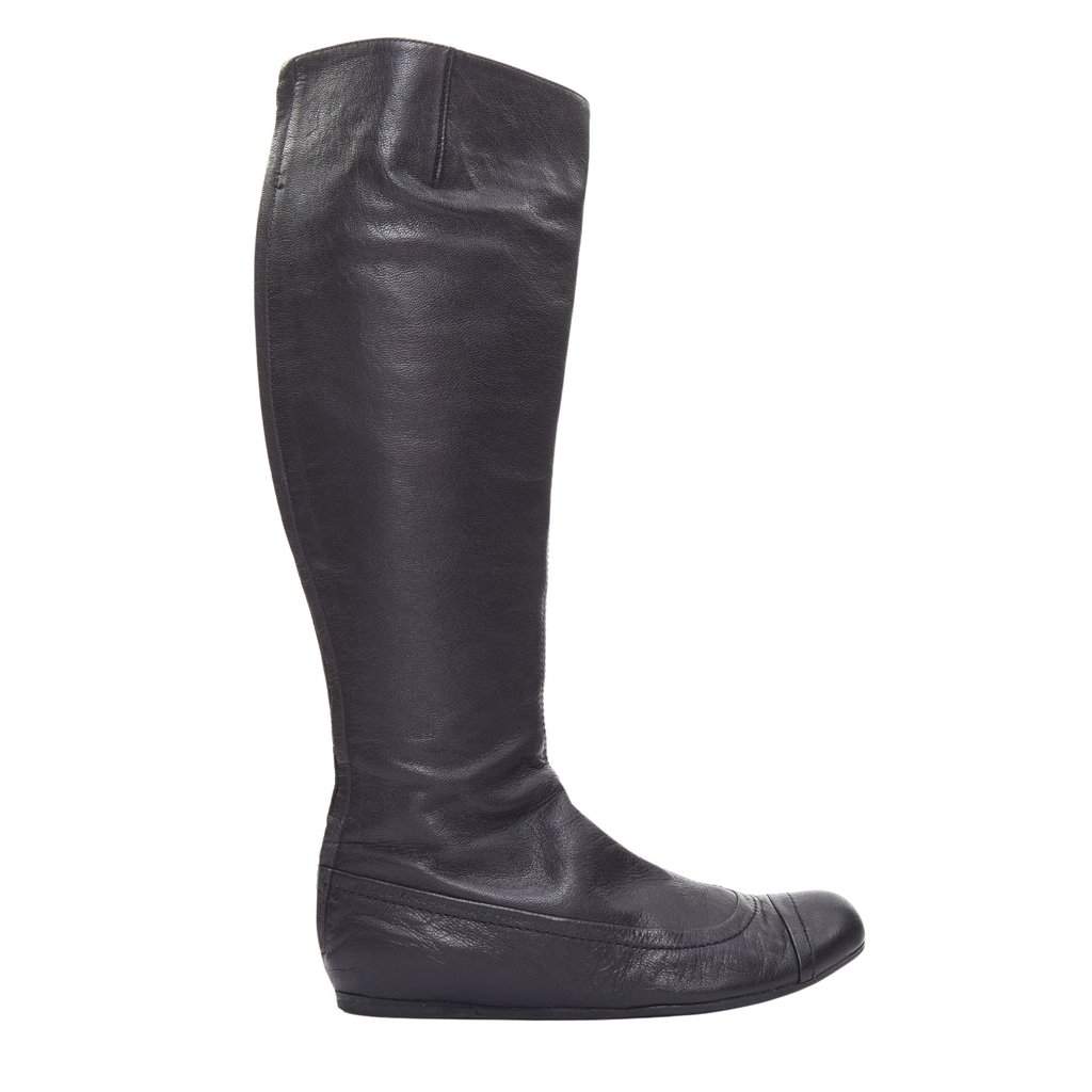 Lanvin Patent Corset Lace Boots Black Leather Very good condition - Front View