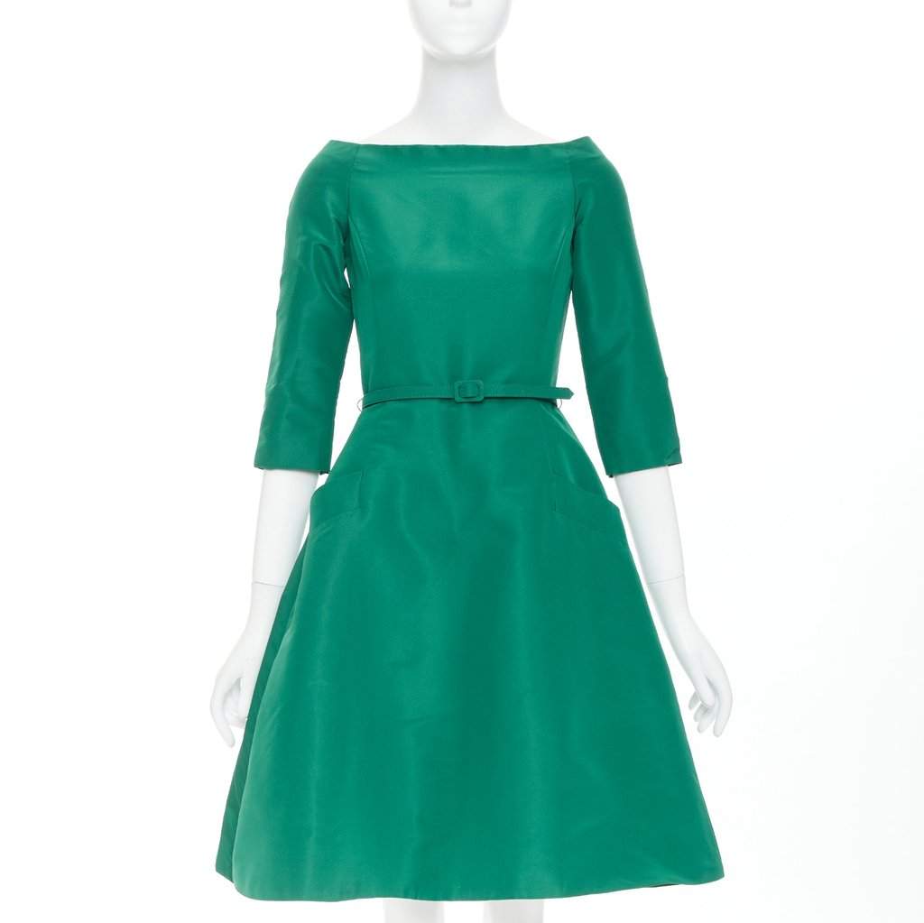 Oscar de la Renta Green Silk Dress Green Silk Very good condition - Front View