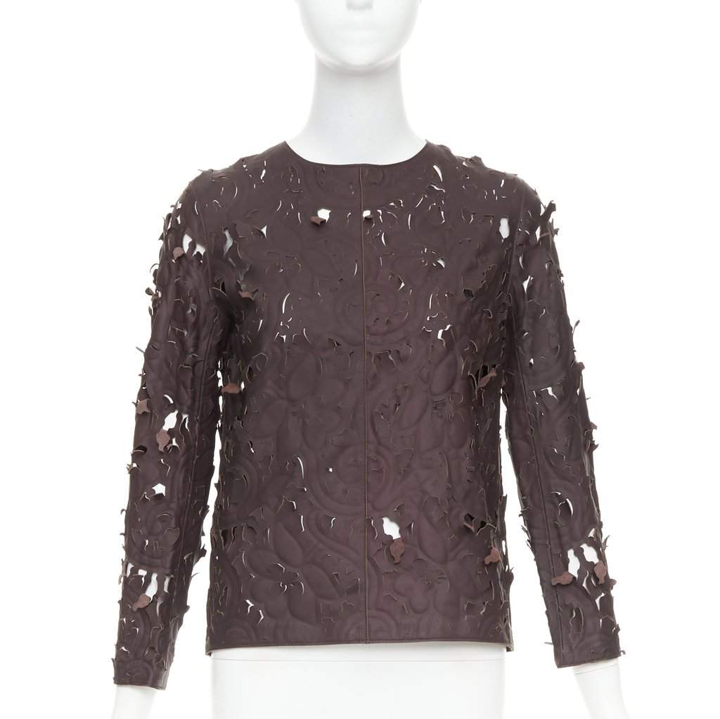 Carven Brown Leather Top Brown Leather Never worn, with tag - Front View