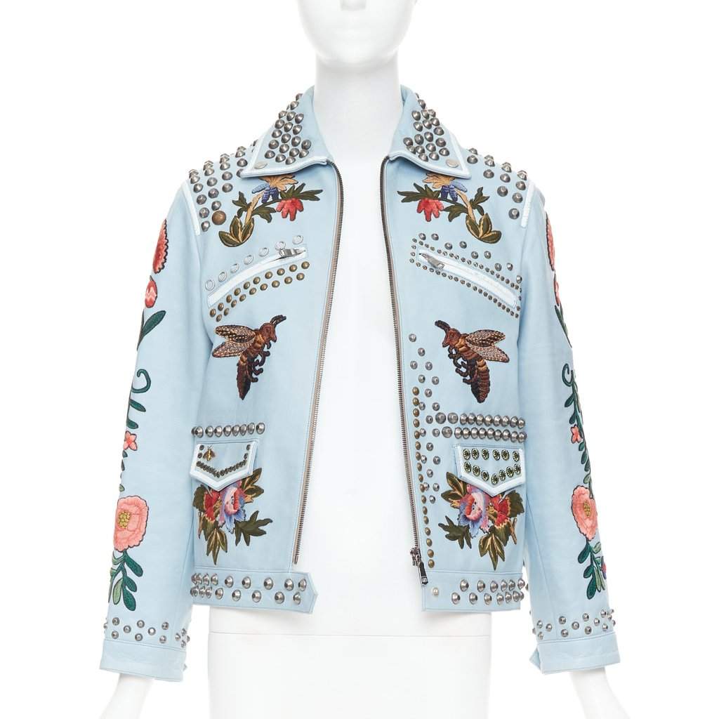 Gucci Blue Leather Leather Jacket Blue Leather Good condition - Front View