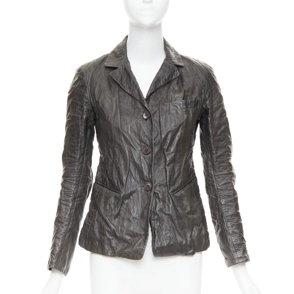 Donna Karan Brown Leather Leather Jacket Brown Leather Very good condition - Front View