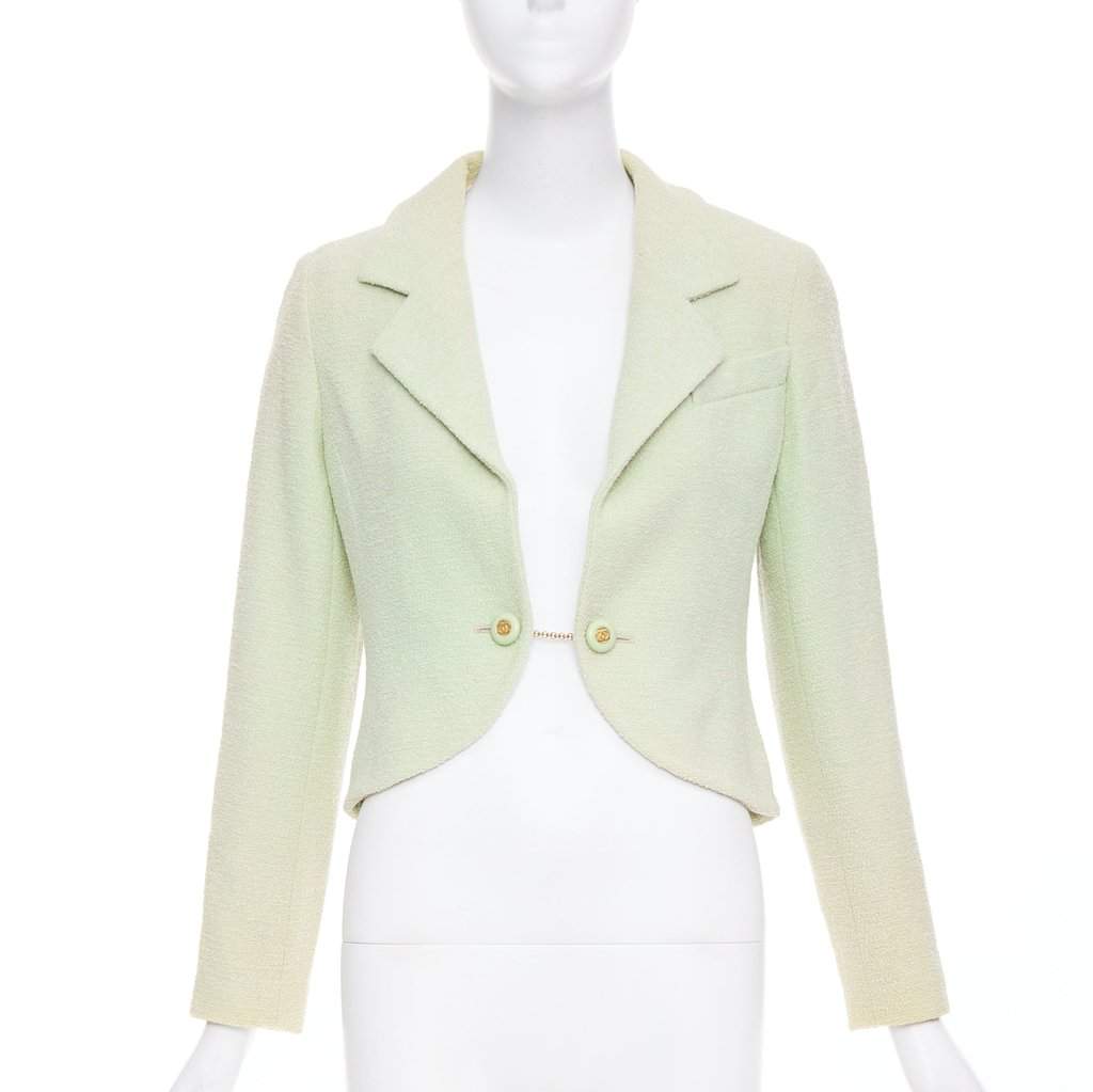 Chanel Green Tweed Jacket Green Tweed Fair condition - Front View