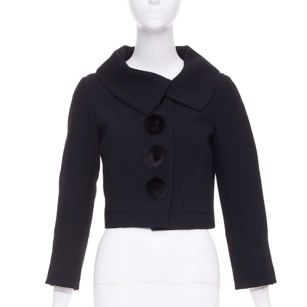 Louis Vuitton Black Wool Jacket Black Wool Very good condition - Front View