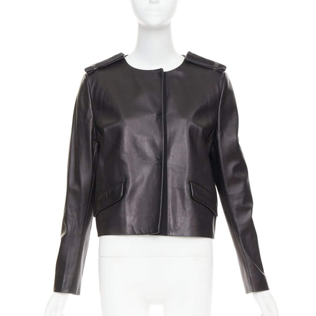 Prada Black Leather Leather Jacket Black Leather Fair condition - Front View