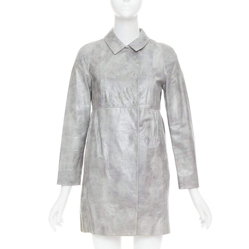 Miu Miu Grey Leather Leather Jacket Grey Leather Very good condition - Front View