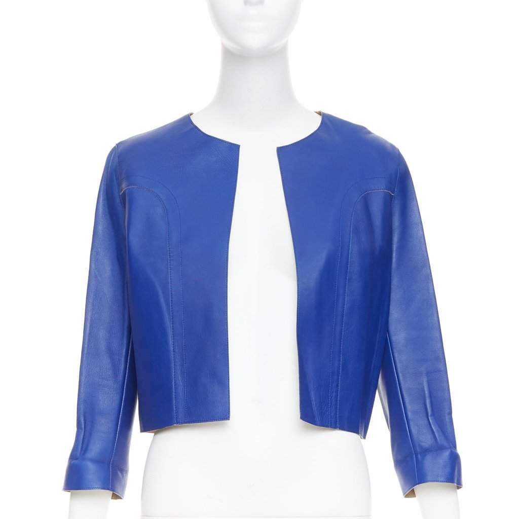 Marni Blue Leather Leather Jacket Blue Leather Good condition - Front View
