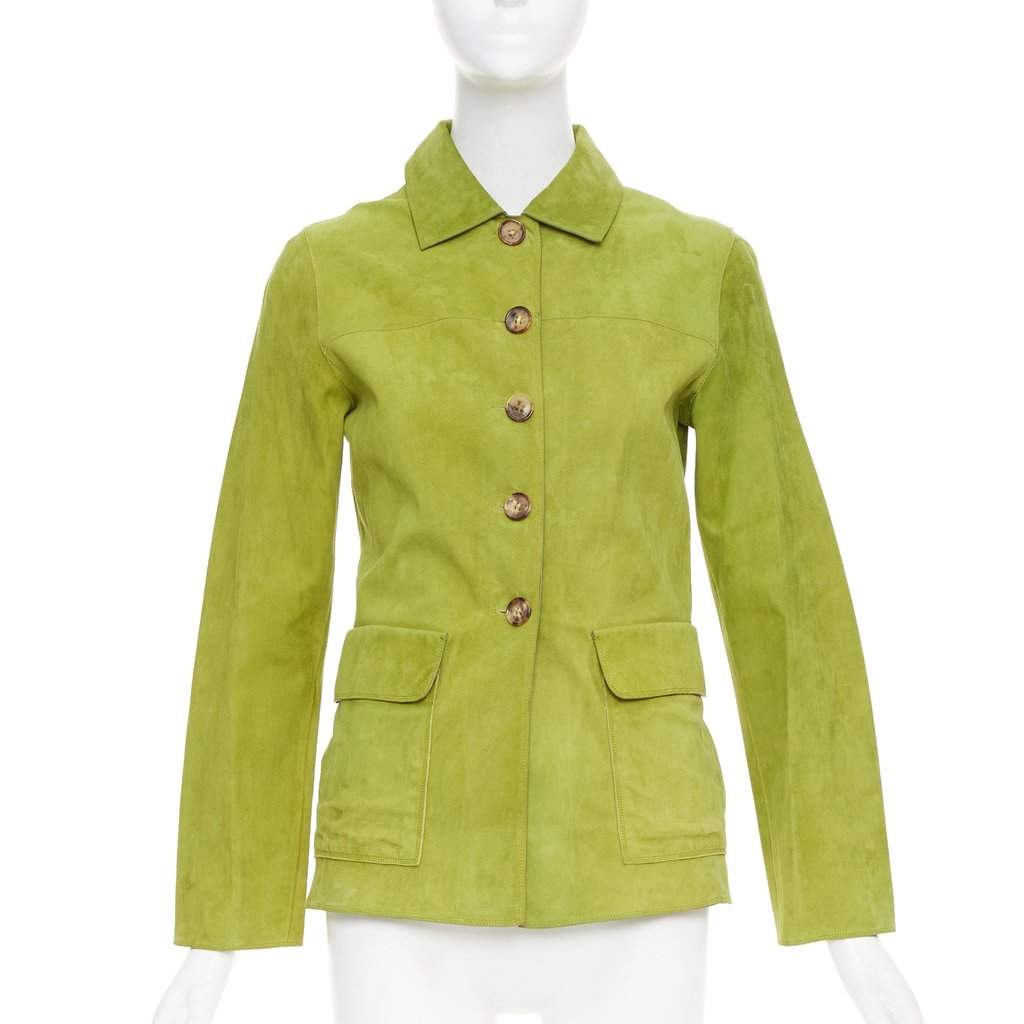 Loro Piana Green Suede Leather Jacket Green Suede Fair condition - Front View