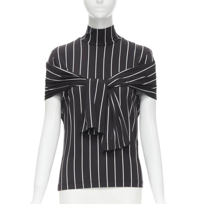 Balenciaga Tie Sleeve Turtleneck Black Viscose Never worn - Front View