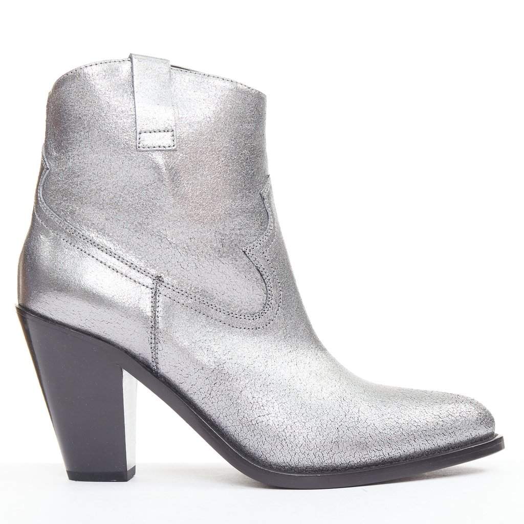 Saint Laurent Silver Leather Boots Silver Leather Very good condition - Front View