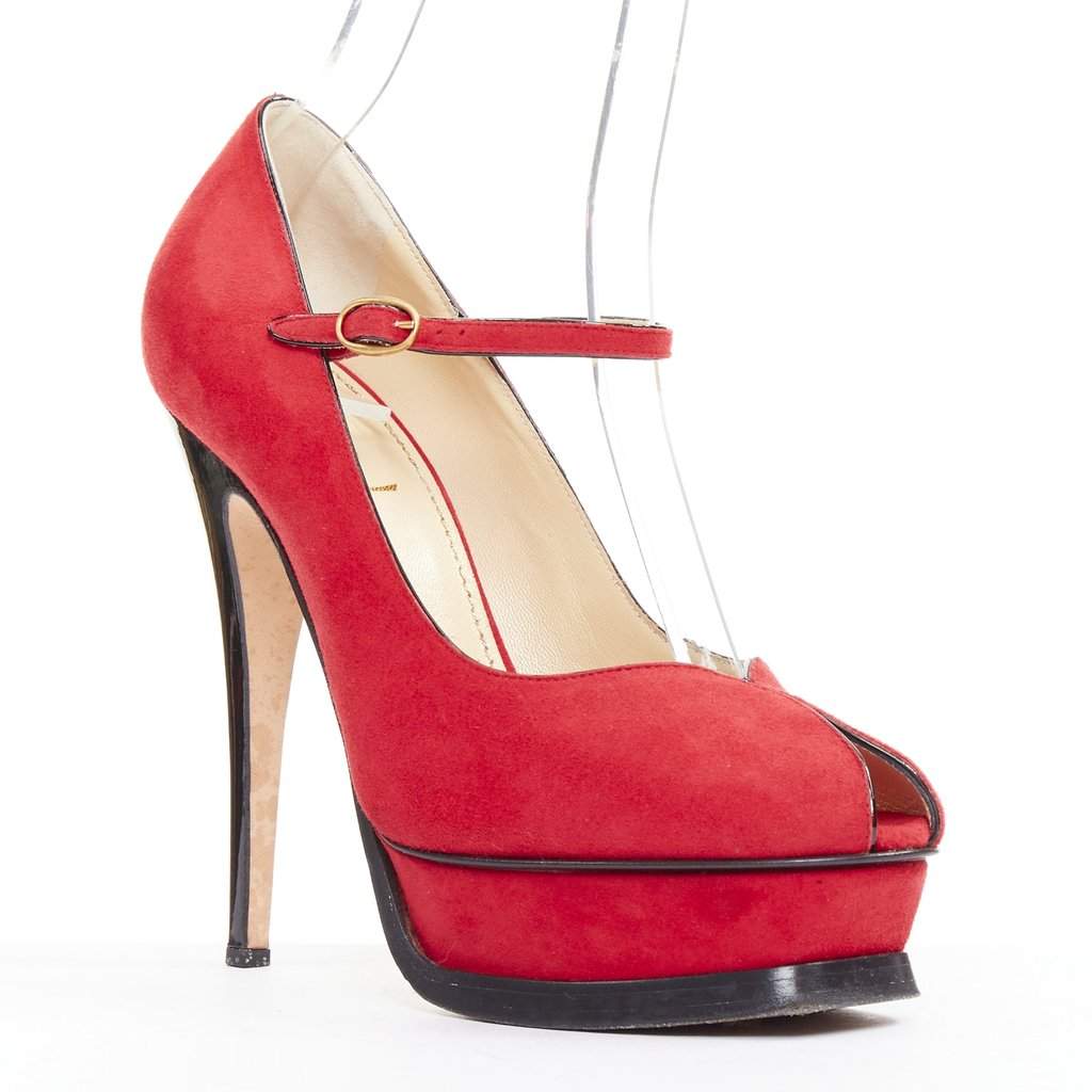 Yves Saint Laurent Tribute Maryjane Red Suede Very good condition - Front View