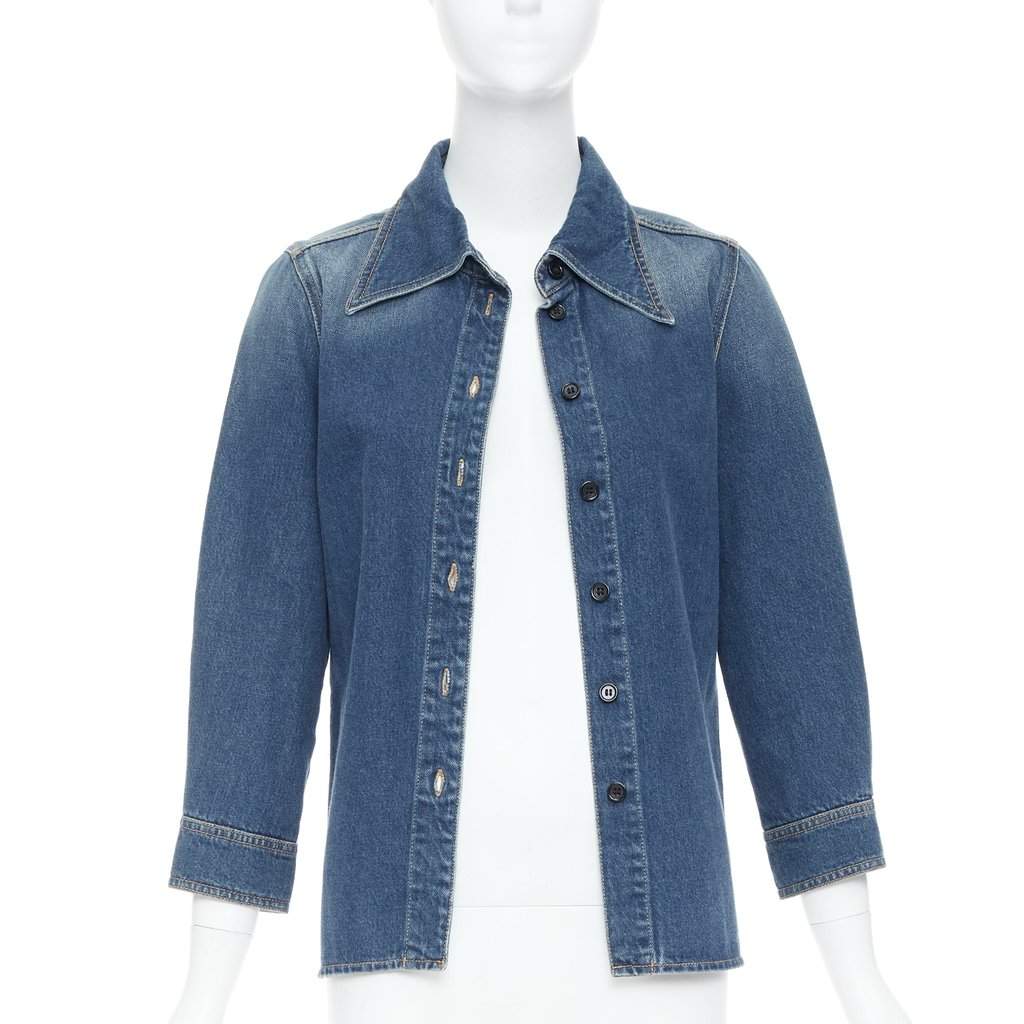 Chloé Blue Cropped Denim Shirt Blue Cotton Never worn - Front View