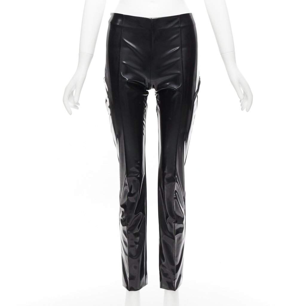 Valentino Garavani Vinyl Pleat Pants Black Fair condition - Front View