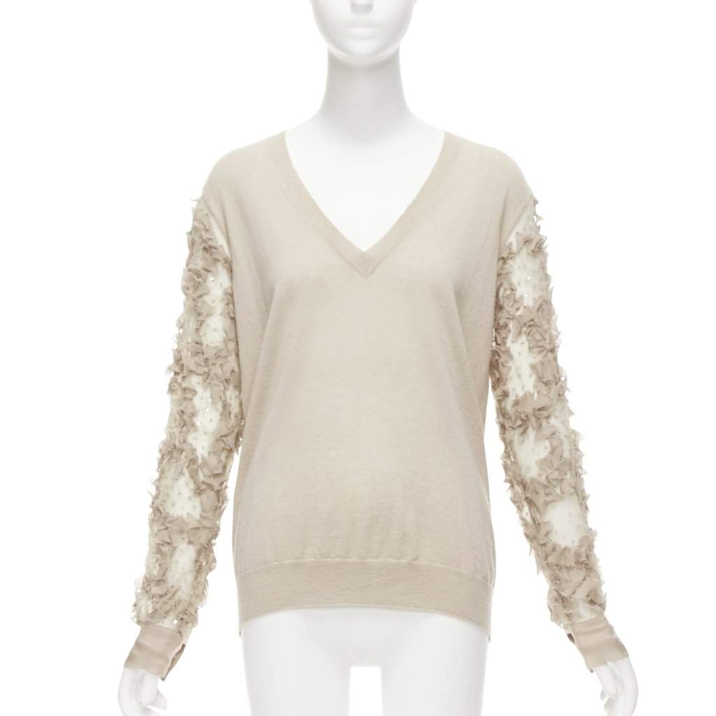 Dries Van Noten Ruffle Sheer Sweater Anthracite Cashmere Good condition - Front View