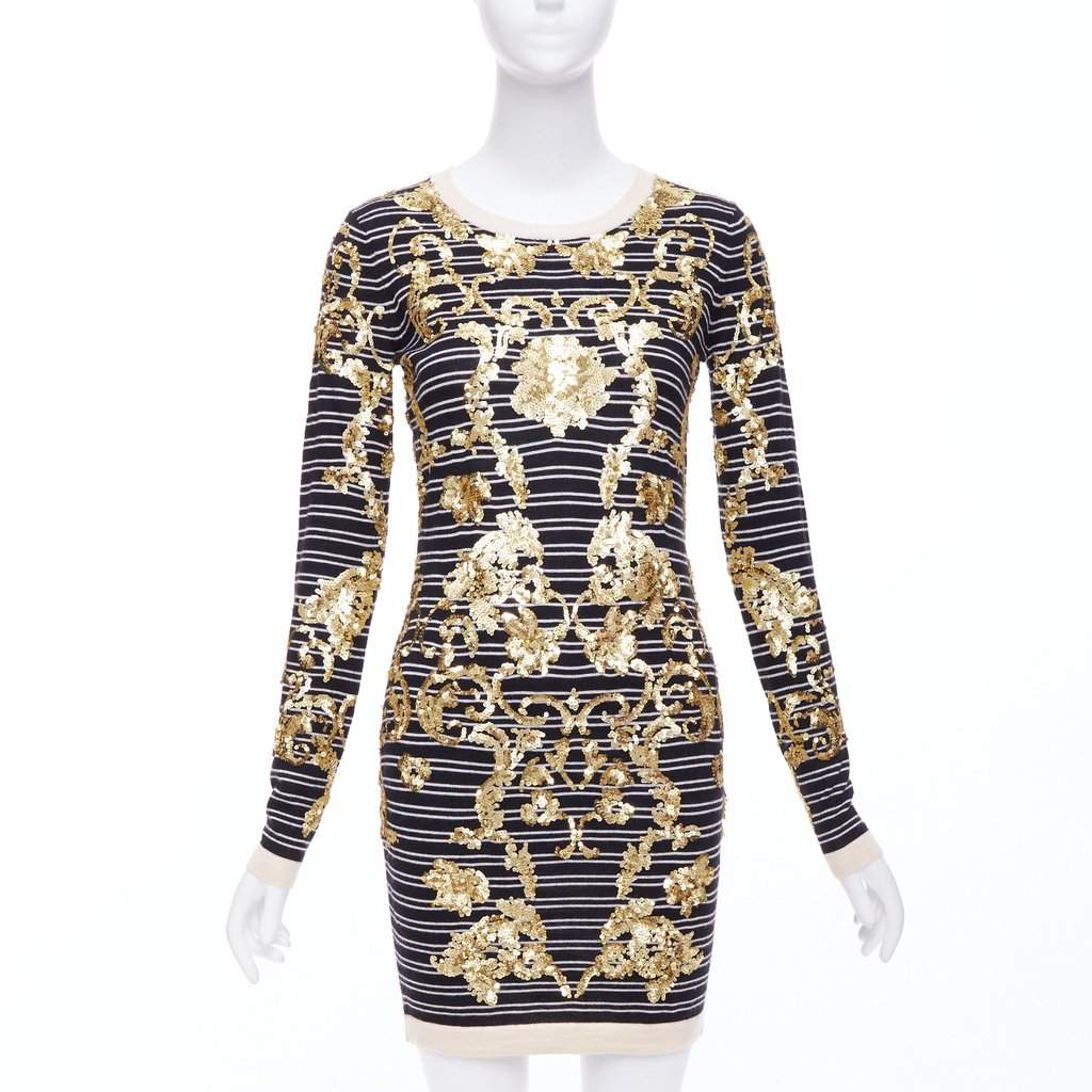 Markus Lupfer Striped Sweater Dress Black Wool Never worn - Front View