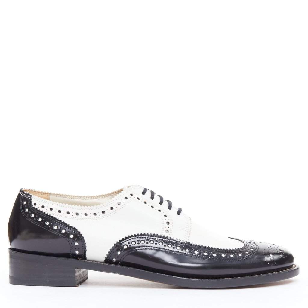 Robert Clergerie Bicolor Derby Brogue Black Leather Very good condition - Front View