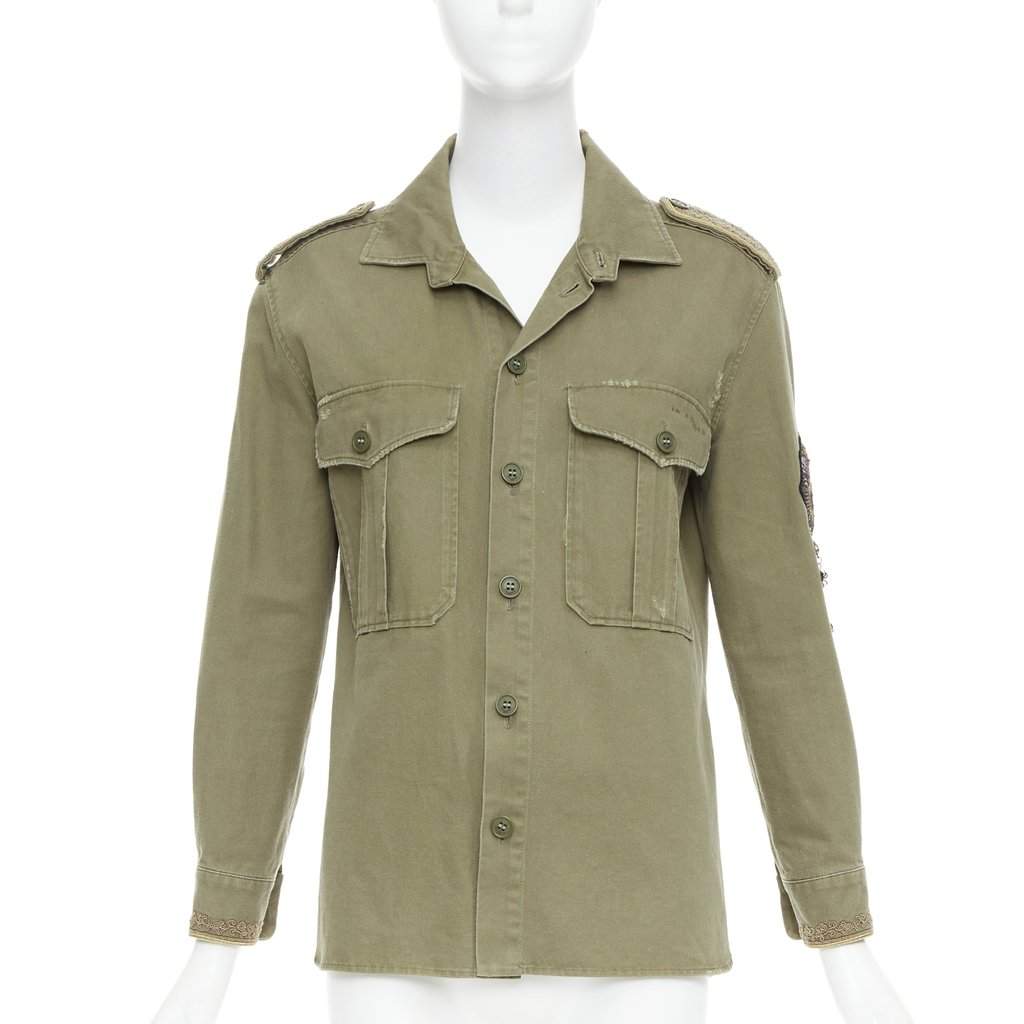 Saint Laurent Khaki Cotton Coat Khaki Cotton Very good condition - Front View