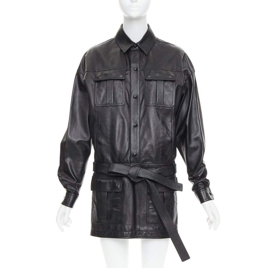 Saint Laurent Black Leather Dress Black Leather Very good condition - Front View