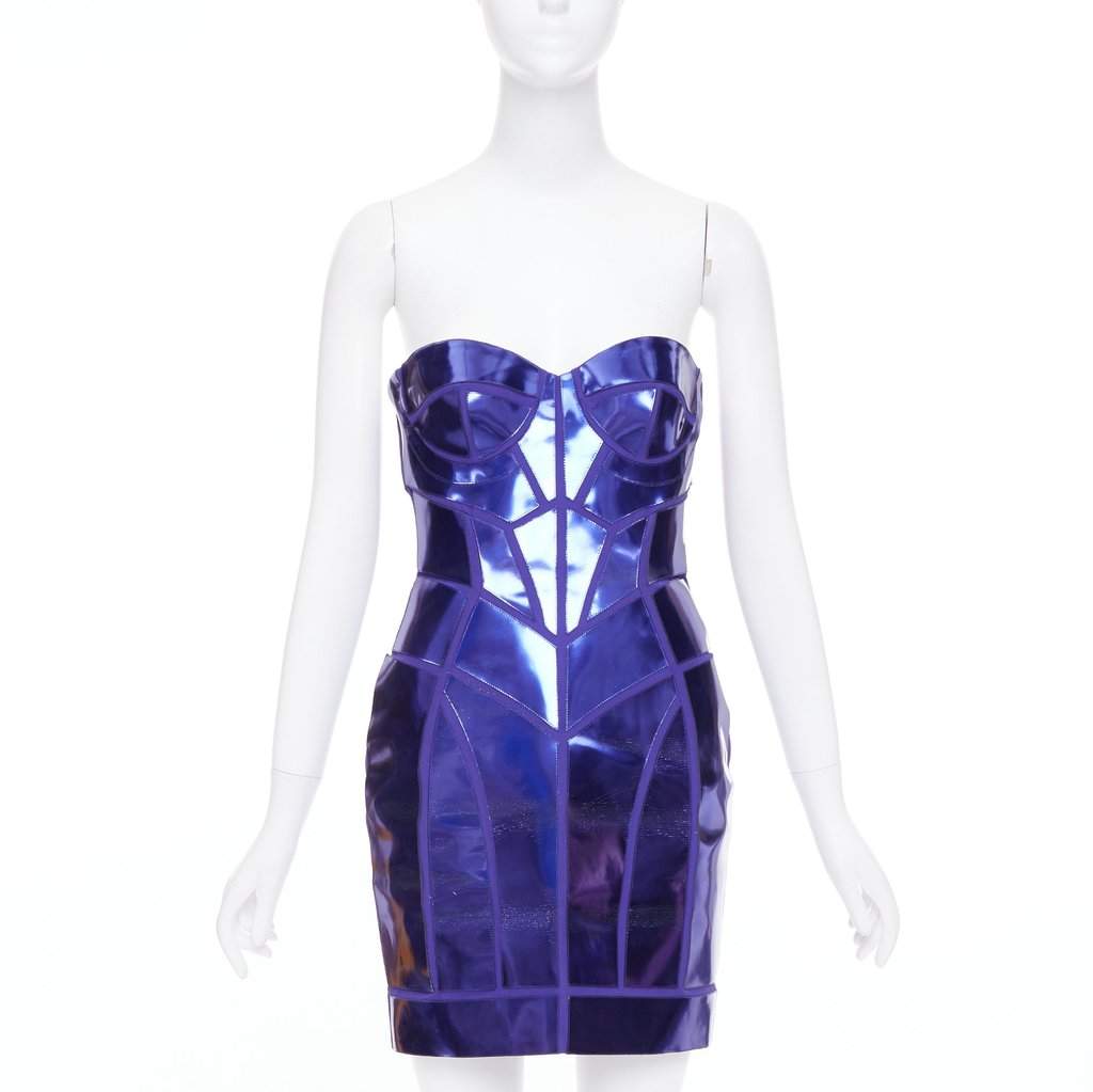 Versace Blue Silk Dress Blue Silk Fair condition - Front View