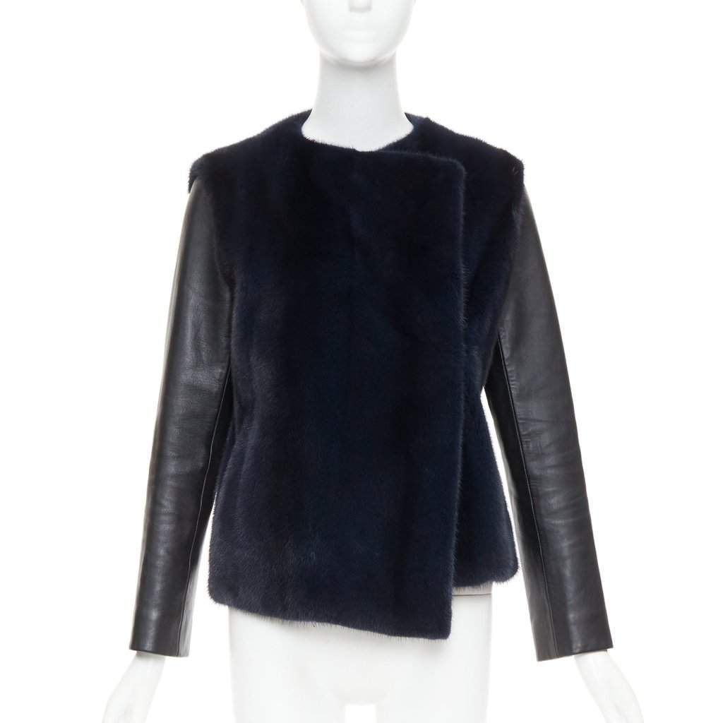 Dior Black Fur Leather Jacket Black Fur Very good condition - Front View