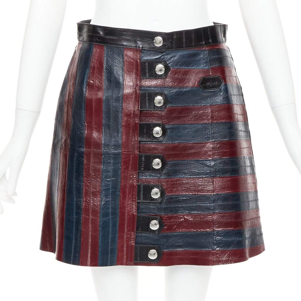 Louis Vuitton Burgundy Leather Skirt Burgundy Leather Very good condition - Front View