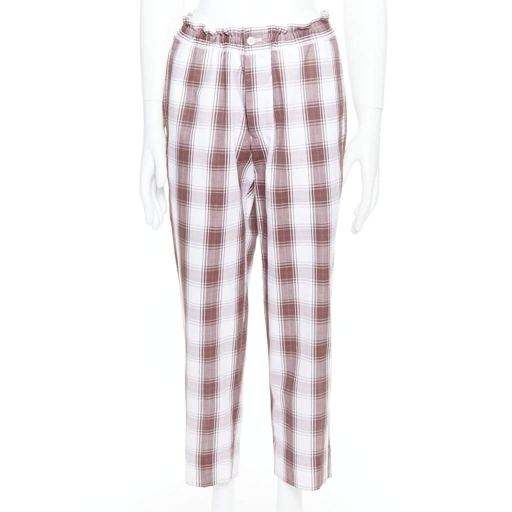 Comme Des Garcons Checkered Tapered Pants Brown Cotton Never worn, with tag - Front View