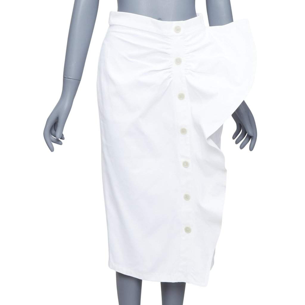Max Mara Ruffle Button Skirt White Cotton Good condition - Front View