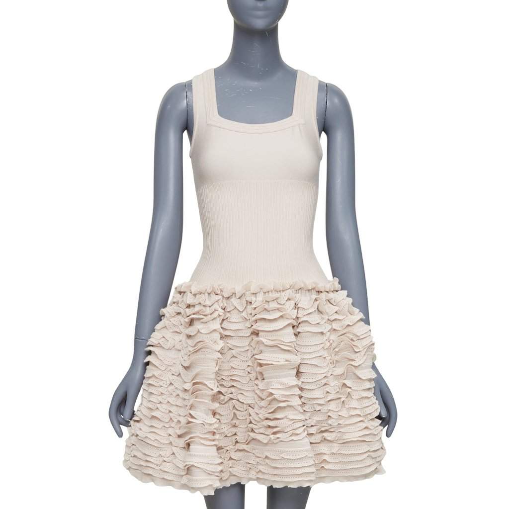 Alaïa Beige Wool Dress Beige Wool Very good condition - Front View