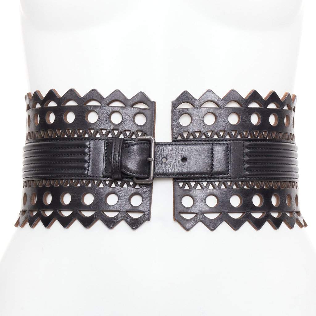 Alaïa Black Leather Belt Black Leather Very good condition - Front View