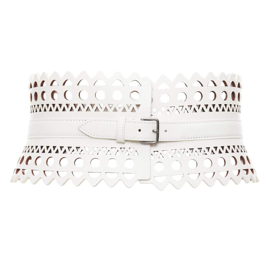 Alaïa White Leather Belt White Leather Very good condition - Front View