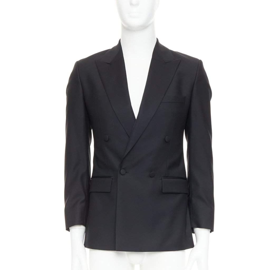 Unsigned Black Wool Jacket Black Wool Very good condition - Front View