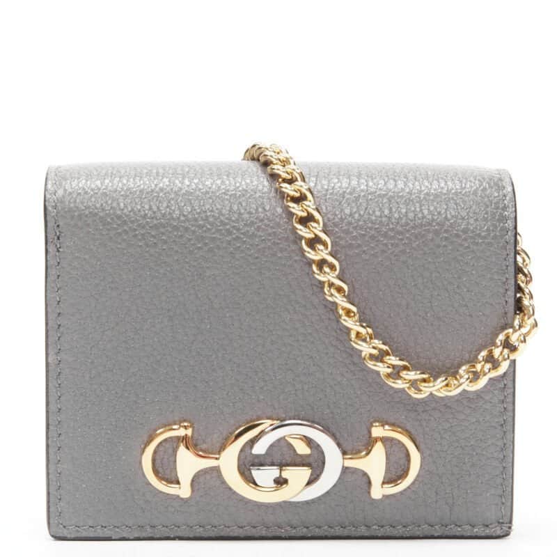 Gucci Grey Leather Wallet Grey Leather Never worn, with tag - Front View