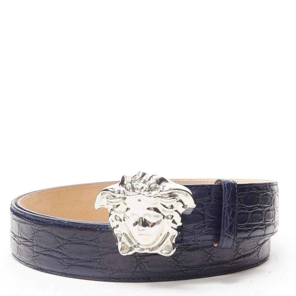 Versace DCU4140 DCO3V K8GP Navy Leather Never worn, with tag - Front View