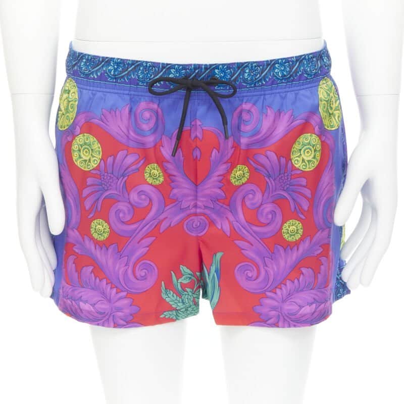 Versace Garden Swim Shorts Blue Polyester Never worn, with tag - Front View