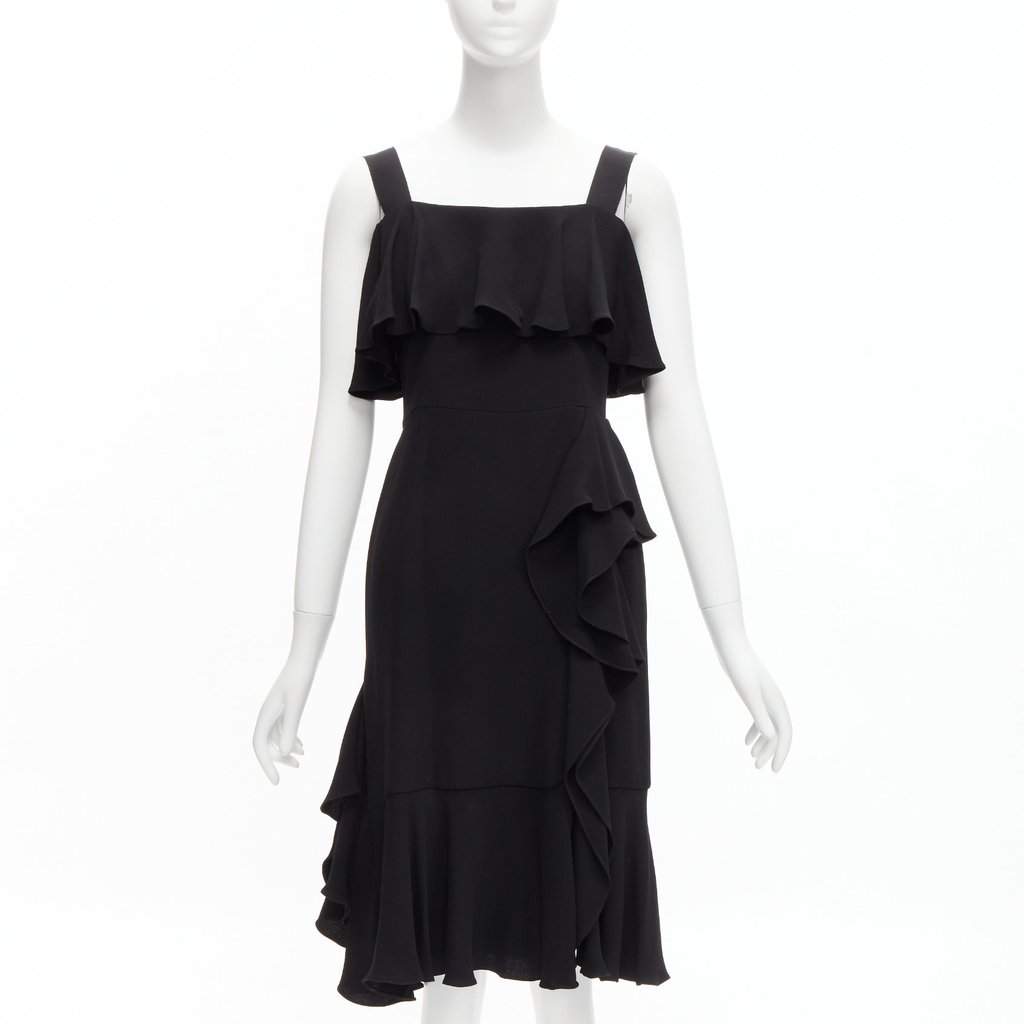 Alexander McQueen Flutter Cocktail Dress Black Silk Very good condition - Front View