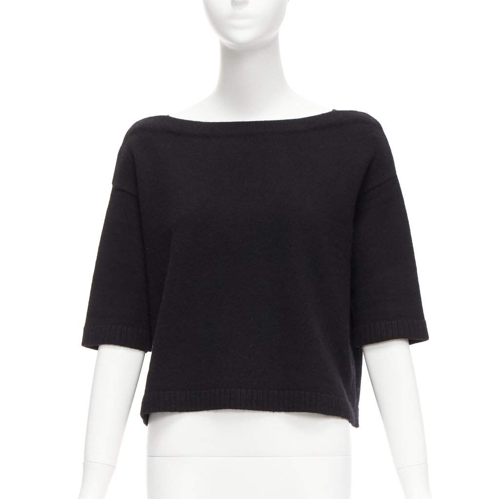 Valentino Garavani Bateau Neck Sweater Black Cashmere Never worn - Front View