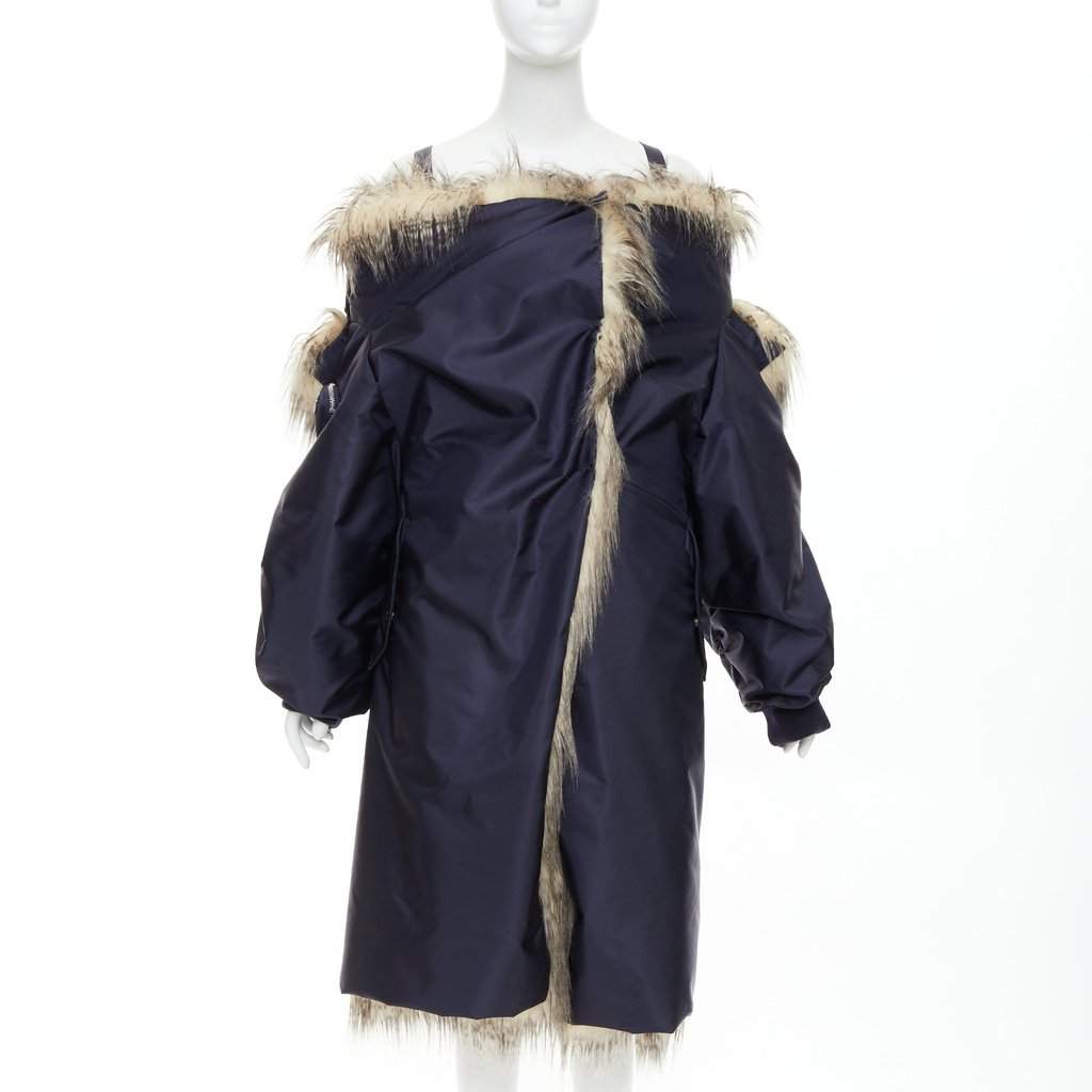 Prada Navy Polyester Coat Navy Polyester Never worn, with tag - Front View