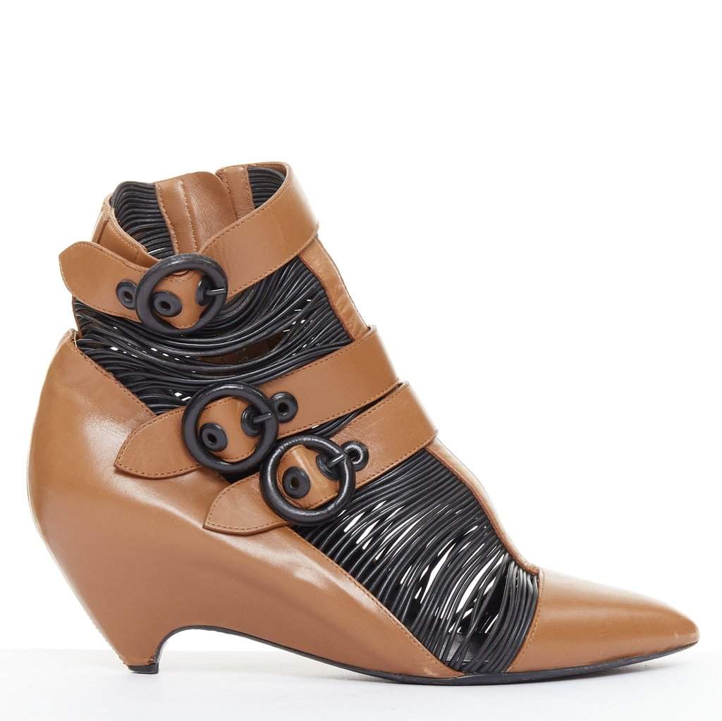 Balenciaga Brown Leather Heels Brown Leather Fair condition - Front View