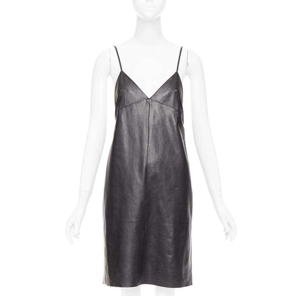 Saint Laurent Black Leather Dress Black Leather Never worn - Front View