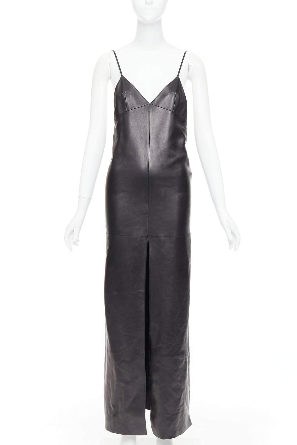 Saint Laurent Black Leather Dress Black Leather Never worn, with tag - Front View