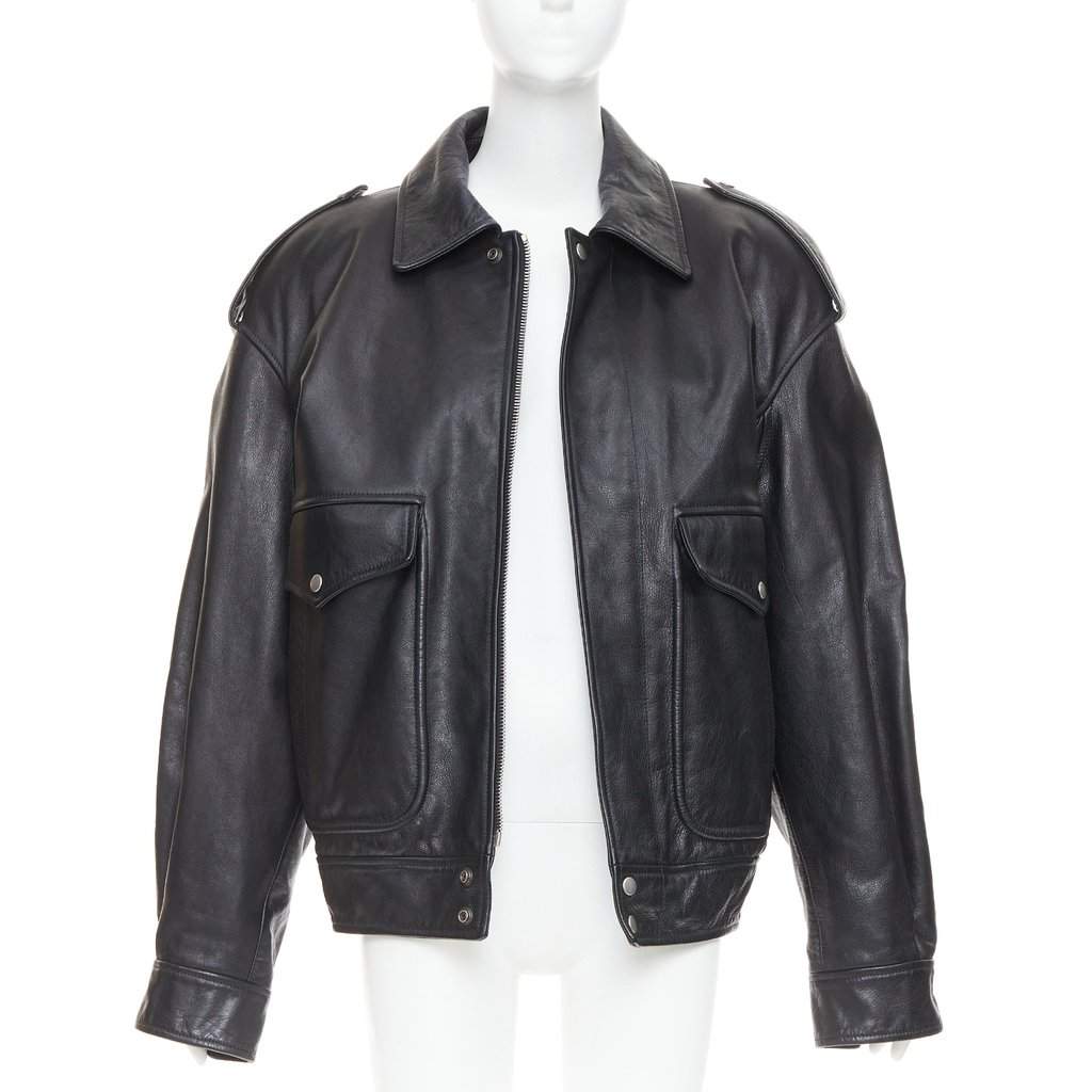 Saint Laurent Black Leather Leather Jacket Black Leather Very good condition - Front View