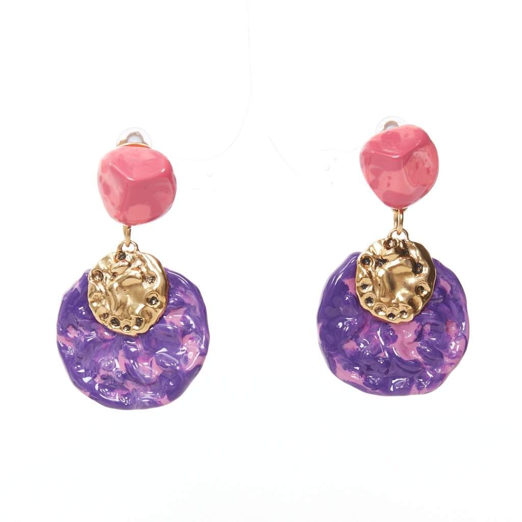 Saint Laurent Pink Plastic Earrings Pink Plastic Never worn - Front View