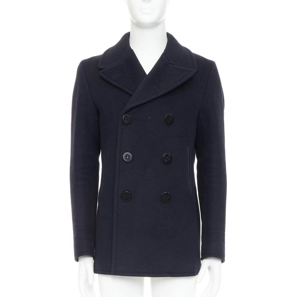 Tom Ford Navy Wool Coat Navy Wool Fair condition - Front View